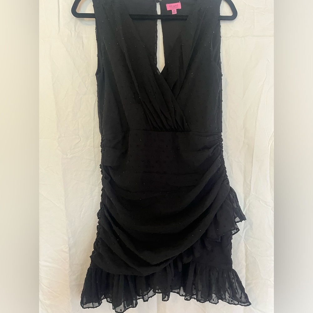 Francesca’s Alice Clip Dot Ruffle Sheath Dress